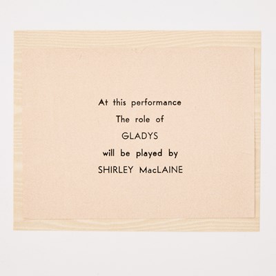Lot 563 - The understudy role that launched the career of Shirley MacLaine