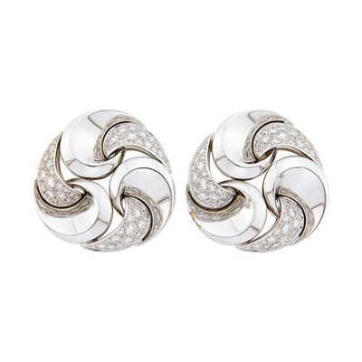 Lot 39 - Marina B Pair of White Gold and Diamond 'Vertigo' Earclips
