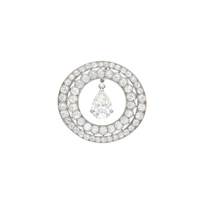Lot 1144 - Platinum and Diamond Circle Brooch