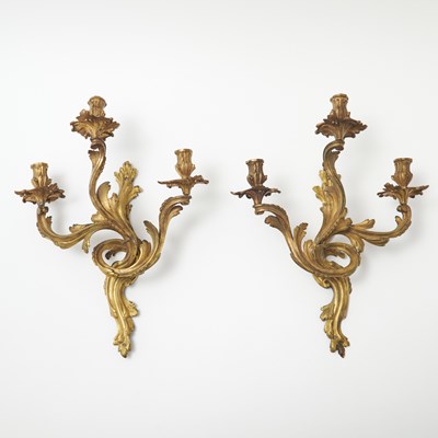 Lot 309 - Pair of Louis XV Ormolu Three-Branch Wall Lights