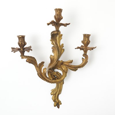 Lot 183 - Pair of Louis XV Style Ormolu Three-Branch Wall Lights