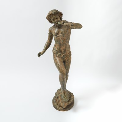 Lot 178 - Bronze Garden Fountain Modeled as Pan Standing on a Conch Shell