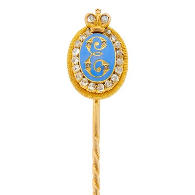 Lot 174 - Grand Duchess Elizabeth Feodorovna: Fabergé Gold, Diamond and Enamel Stick Pin