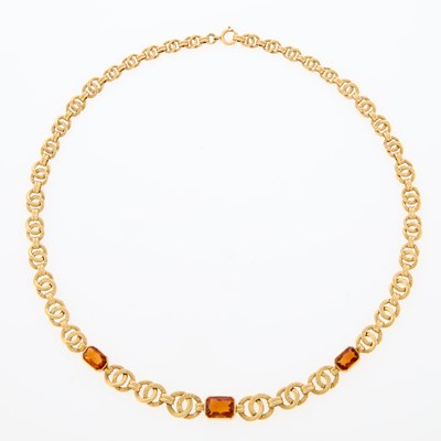 Lot 156 - Antique Gold and Citrine Chain Necklace