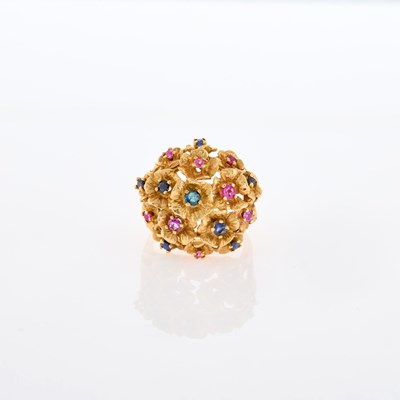 Lot 217 - Gold and Gem-Set Floret Cluster Ring