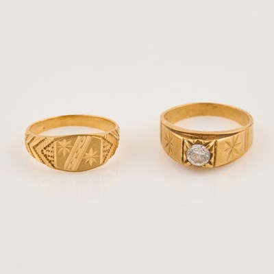 Lot 52 - Two Gold and Stone Rings, 22K 6 dwt. all