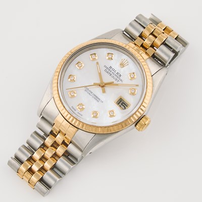 Lot 60 - Mans Diamond and Metal Bracelet Watch, 27 Jewels, Rolex, 36mm, 18K and Metal