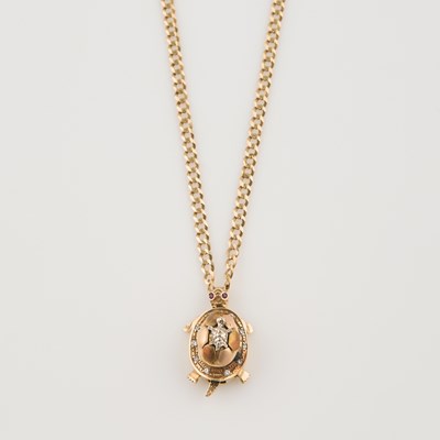 Lot 76 - Gold and Stone Pendant and Neck Chain, 14K 5 dwt. and 10K 4 dwt. all