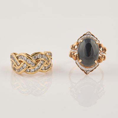 Lot 79 - Diamond and Stone Ring and Gold and Stone Ring, 14K 8 dwt. all, stone missing and damaged