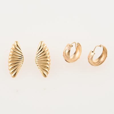 Lot 80 - Four Gold Earrings, 14K 6 dwt.