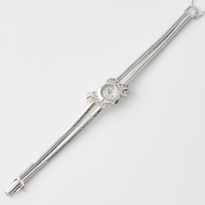 Lot 94 - Ladys Diamond Bracelet Watch, 22 Jewels, Hamilton, 14K 17 dwt. all