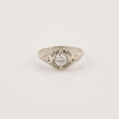 Lot 97 - Diamond Solitaire Ring about 0.40 ct., 18K 1 dwt.
