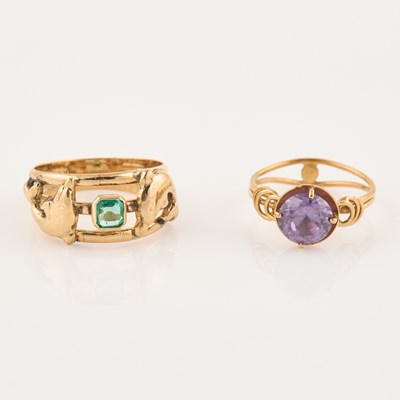 Lot 110 - Two Gold and Stone Rings, 18K 5 dwt. all