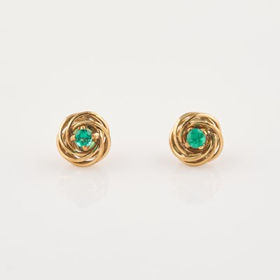 Lot 115 - Two Gold and Stone Earrings, 18K 1 dwt. all