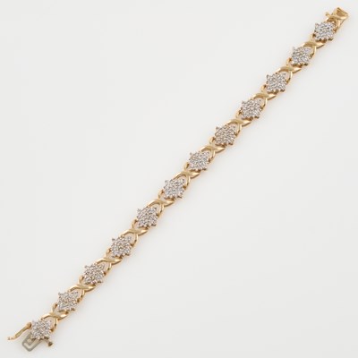 Lot 124 - Diamond Flexible Bracelet, 252 diamonds about 1.25 cts., 14K 9 dwt.