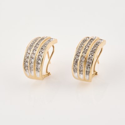 Lot 129 - Two Diamond Earrings, 66 diamonds about 1.00 ct., 14K 4 dwt.