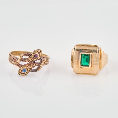 Lot 208 - Two Gold and Stone Rings, 10K 9 dwt. all