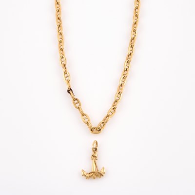 Lot 220 - Gold Pendant and Neck Chain, 18K 10 dwt. with metal clasp, damaged