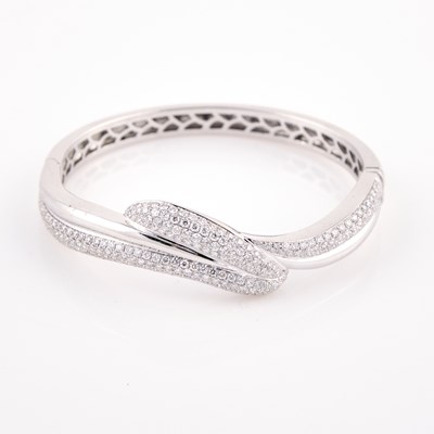 Lot 239 - Diamond Rigid Bracelet, 237 diamonds about 3.70 cts., 18K 24 dwt.