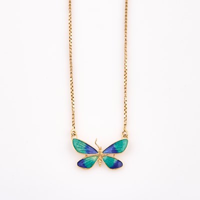 Lot 245 - Gold and Enamel Necklace, 18K 3 dwt. all, damaged