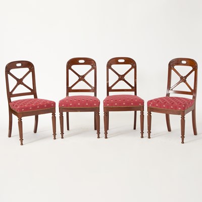 Lot 641 - Set of Four Restauration Mahogany Side Chairs