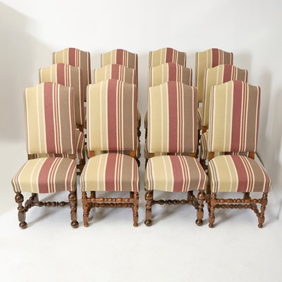 Lot 637 - Assembled Set of Twelve Baroque Style Stained Wood Dining Side Chairs