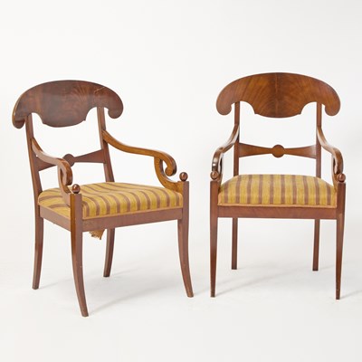 Lot 635 - Pair of Biedermeier Style Mahogany Open Armchairs