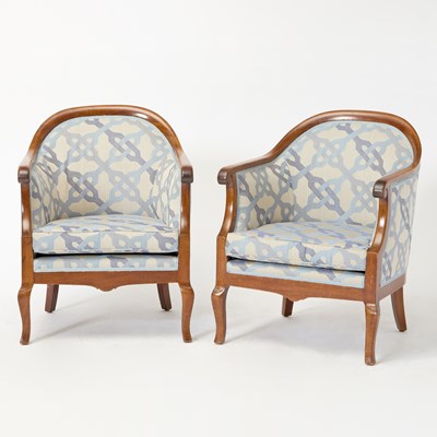 Lot 640 - Pair of Upholstered Mahogany Tub Chairs