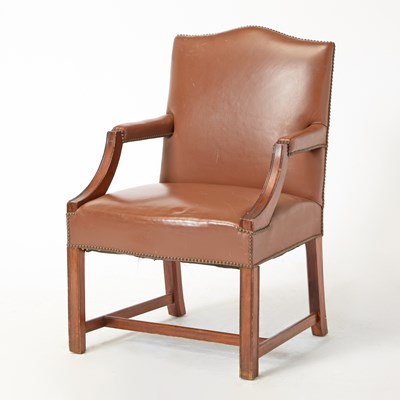 Lot 620 - George III Style Leather Upholstered Armchair