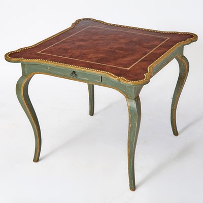 Lot 626 - Louis XV Style Painted Inset Leather Game Table