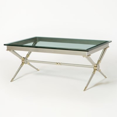 Lot 638 - Modern Glass Top Steel Low Table