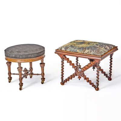 Lot 518 - Two Victorian Turned Wood Stools