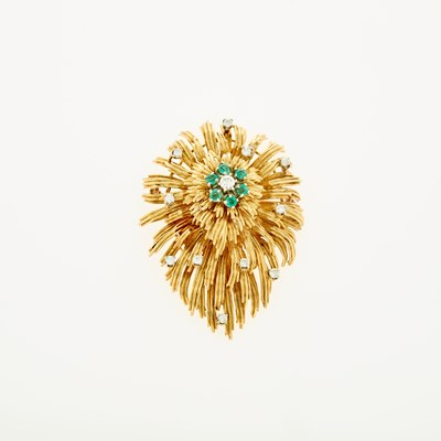 Lot 36 - Gold, Emerald and Diamond Brooch