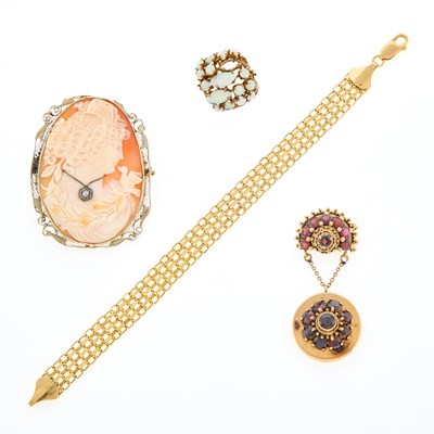 Lot 208 - Group of Gold, Cameo and Colored Stone Jewelry