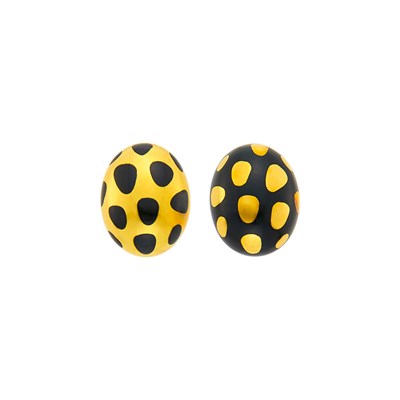 Lot 1004 - Tiffany & Co. Pair of Gold and Black Jade 'Positive Negative' Earclips
