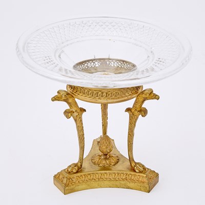 Lot 368 - Empire Small Cut-Glass Mounted Gilt-Bronze Tazza