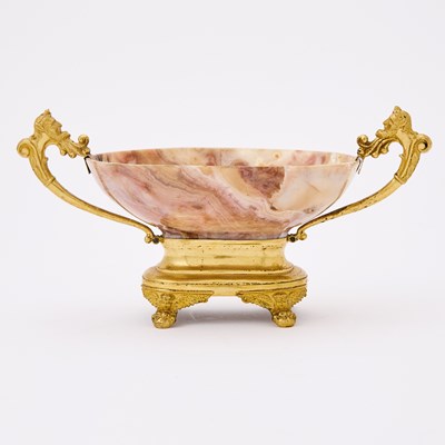 Lot 318 - Louis XV Gilt-Bronze Mounted Agate Oval Two-Handled Oval Coupe