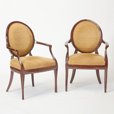 Lot 288 - Pair of Therian Studio Upholstered Mahogany Armchairs