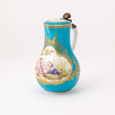 Lot 255 - Sèvres Gilt-Metal Mounted Lidded Porcelain Baluster Jug