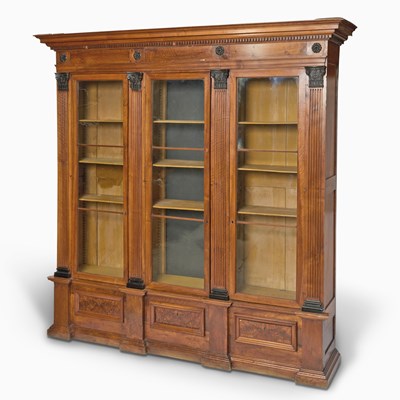 Lot 361 - Empire Walnut and Part-Ebonized Library Bookcase