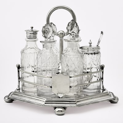 Lot 727 - Silver-Plate and Glass Condiment Set