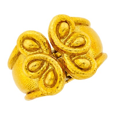 Lot 5 - David Webb Hammered Gold Cuff Bangle Bracelet