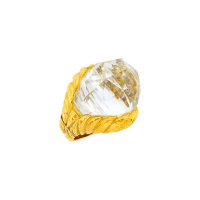 Lot 71 - David Webb Hammered Gold and Rock Crystal Dome Ring