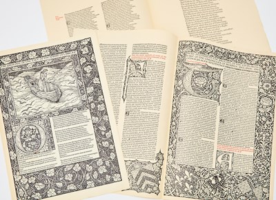 Lot 255 - Facsimiles of Kelmscott press leaves, one inscribed by Frederick Goudy