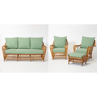 Lot 537 - Suite of Upholstered Bamboo Furniture