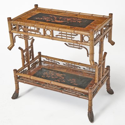 Lot 504 - Victorian Style Bamboo and Lacquered Two-Tier Side Table