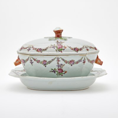Lot 730 - Chinese Export Famille Rose Porcelain Covered Tureen and Under Plate