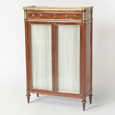 Lot 589 - Louis XVI Brass Mounted Marble Top Mahogany Side Cabinet