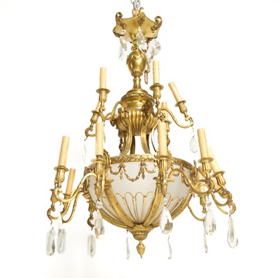 Lot 195 - Victorian Style Gilt-Bronze and Glass Twenty-Light Chandelier
