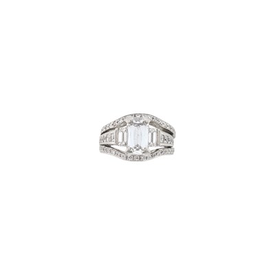 Lot 1118 - Platinum and Diamond Ring and Ring Jacket